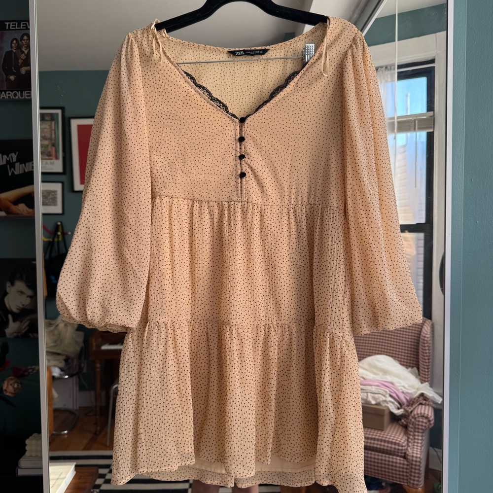 Zara Beige Polka Dot Dress